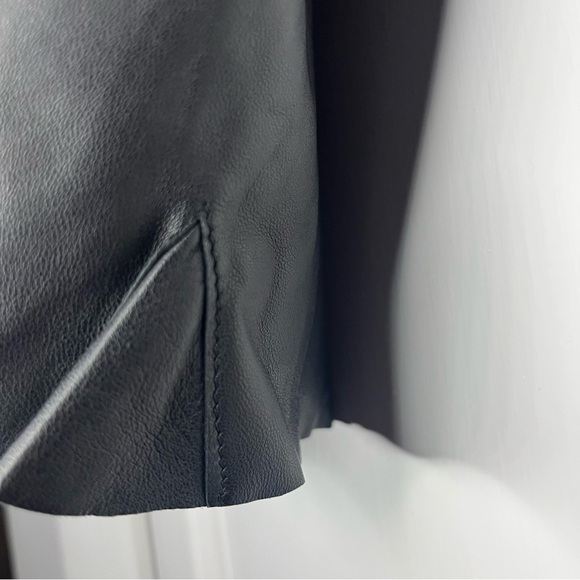 🔥Armani Collezioni Black Agnello Lamb Leather Pencil Skirt wRuffle Hem Holiday - Picture 9 of 13